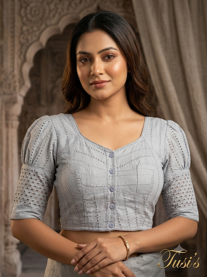 ঘটি হাতা কটন ব্লাউজ