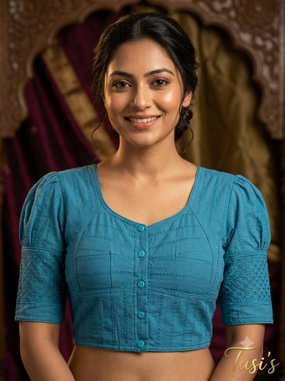 ঘটি হাতা কটন ব্লাউজ