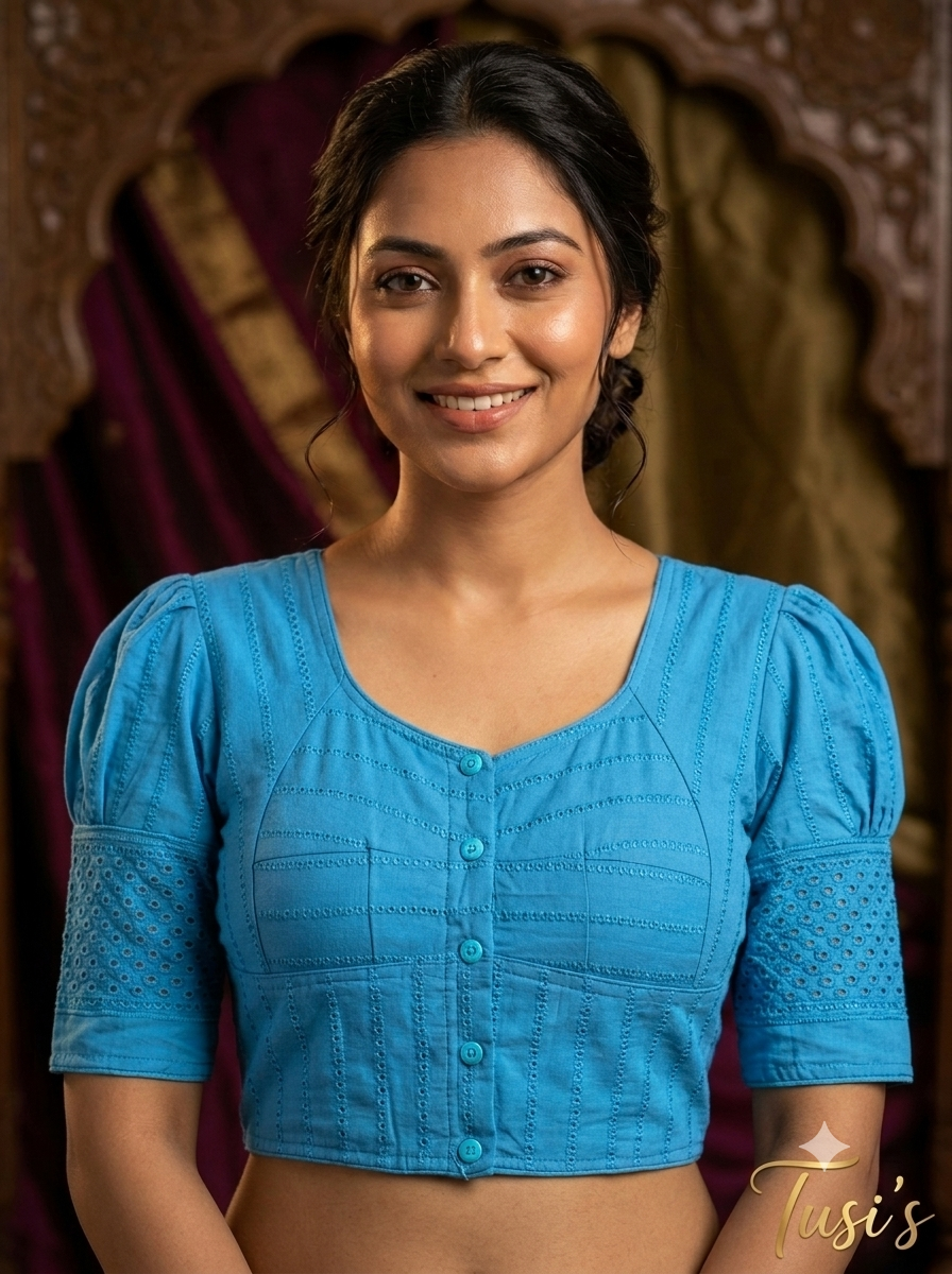 ঘটি হাতা কটন ব্লাউজ