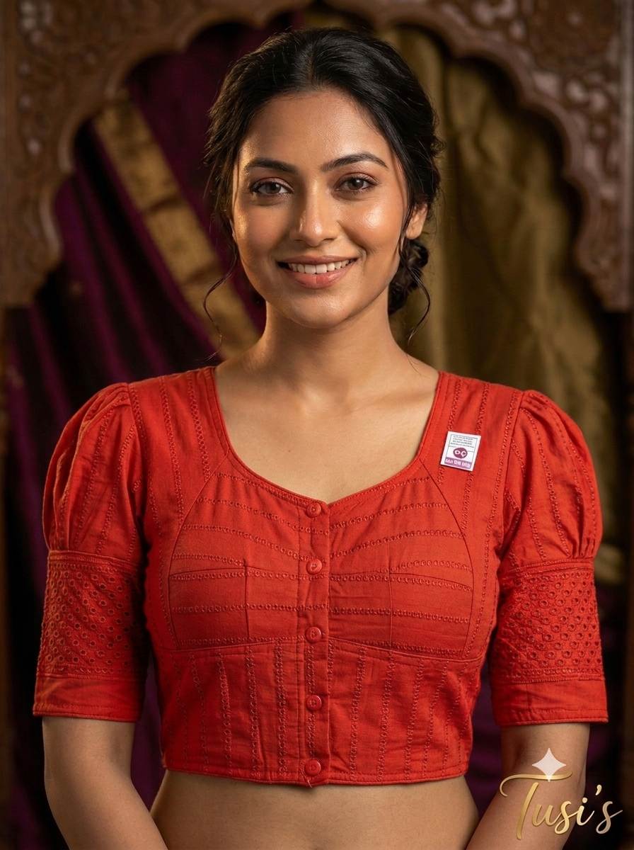 ঘটি হাতা কটন ব্লাউজ