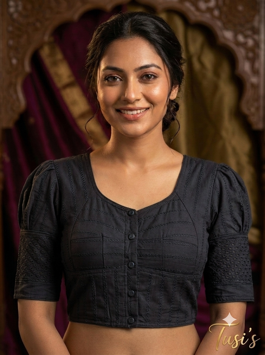 ঘটি হাতা কটন ব্লাউজ