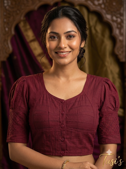 ঘটি হাতা কটন ব্লাউজ