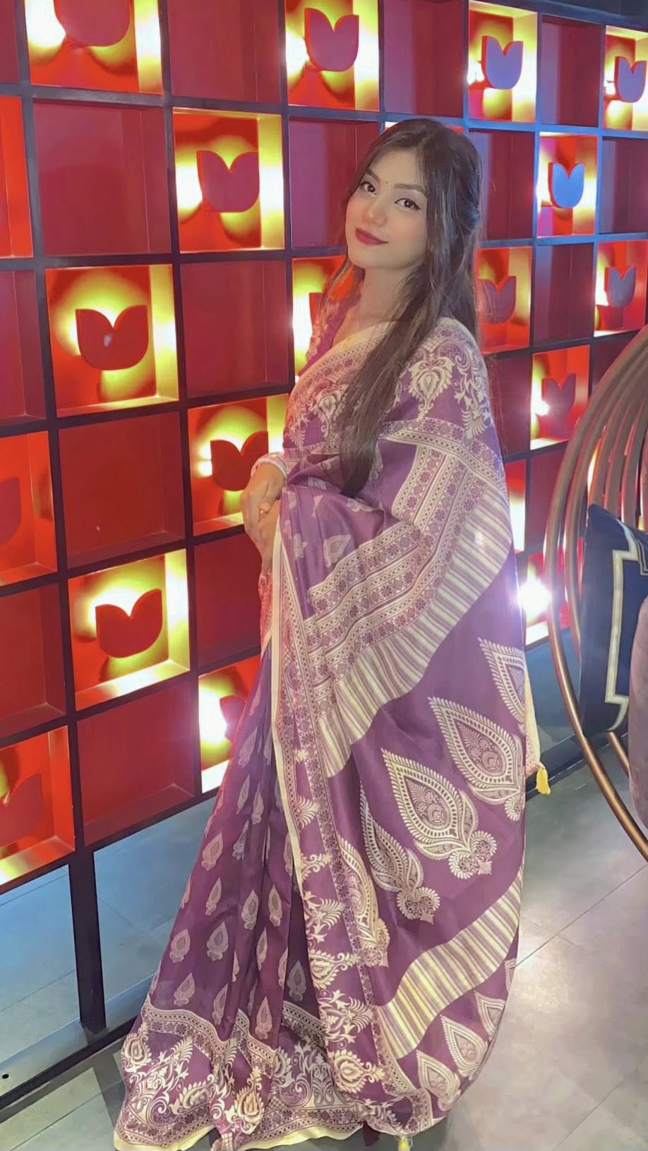 Semi Moslin Silk Saree-jam prodip