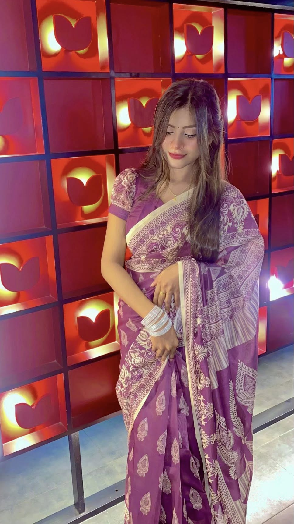 Semi Moslin Silk Saree-jam prodip