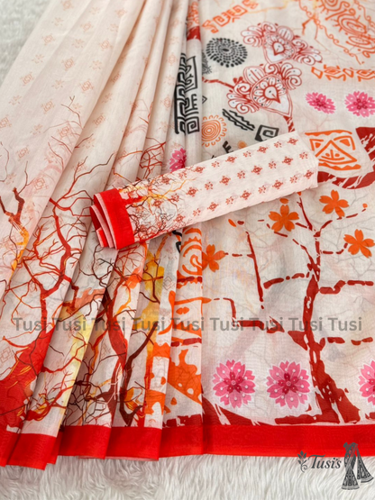 Semi Moslin Silk Saree-DG0102
