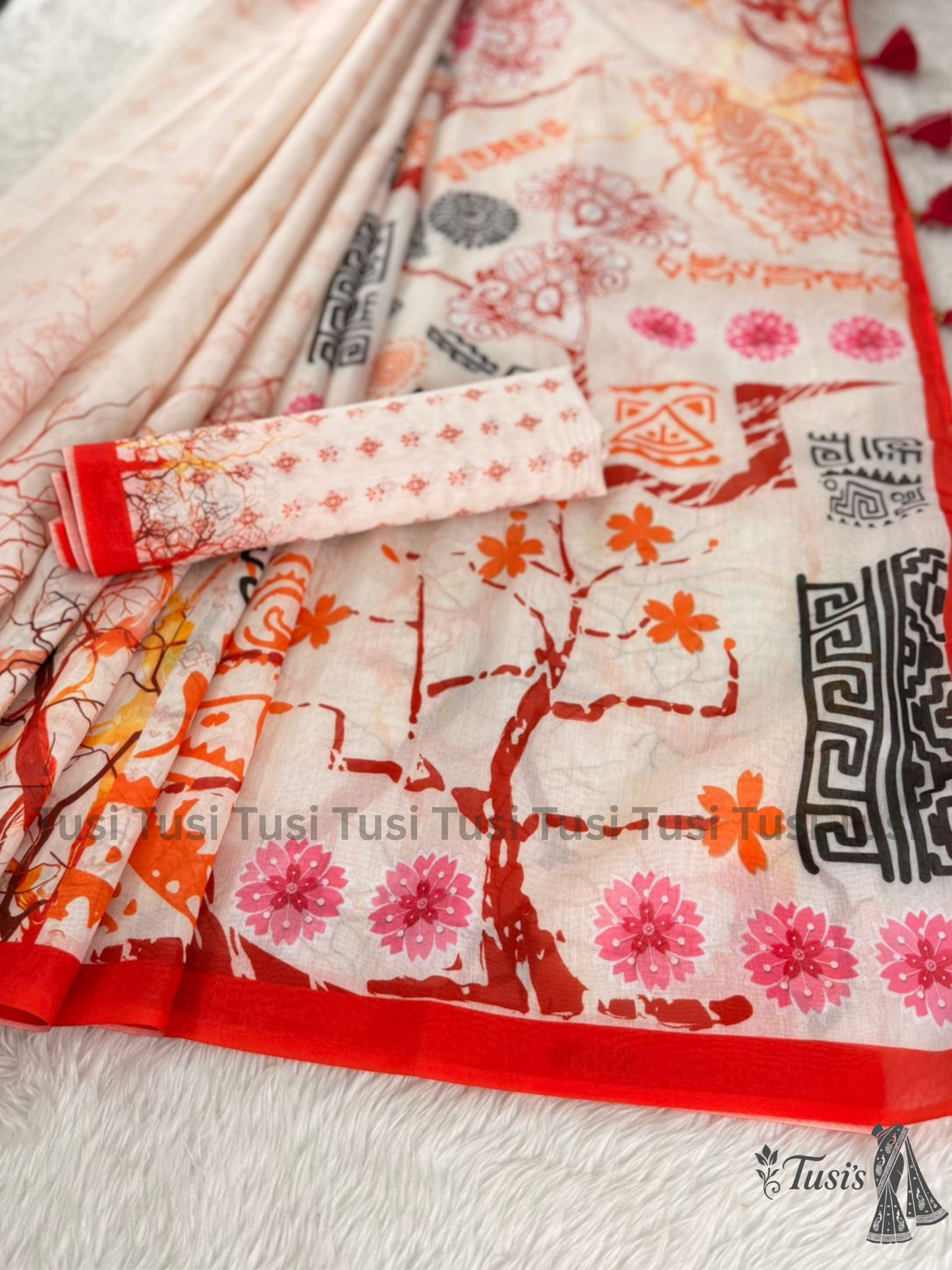 Semi Moslin Silk Saree-DG0102