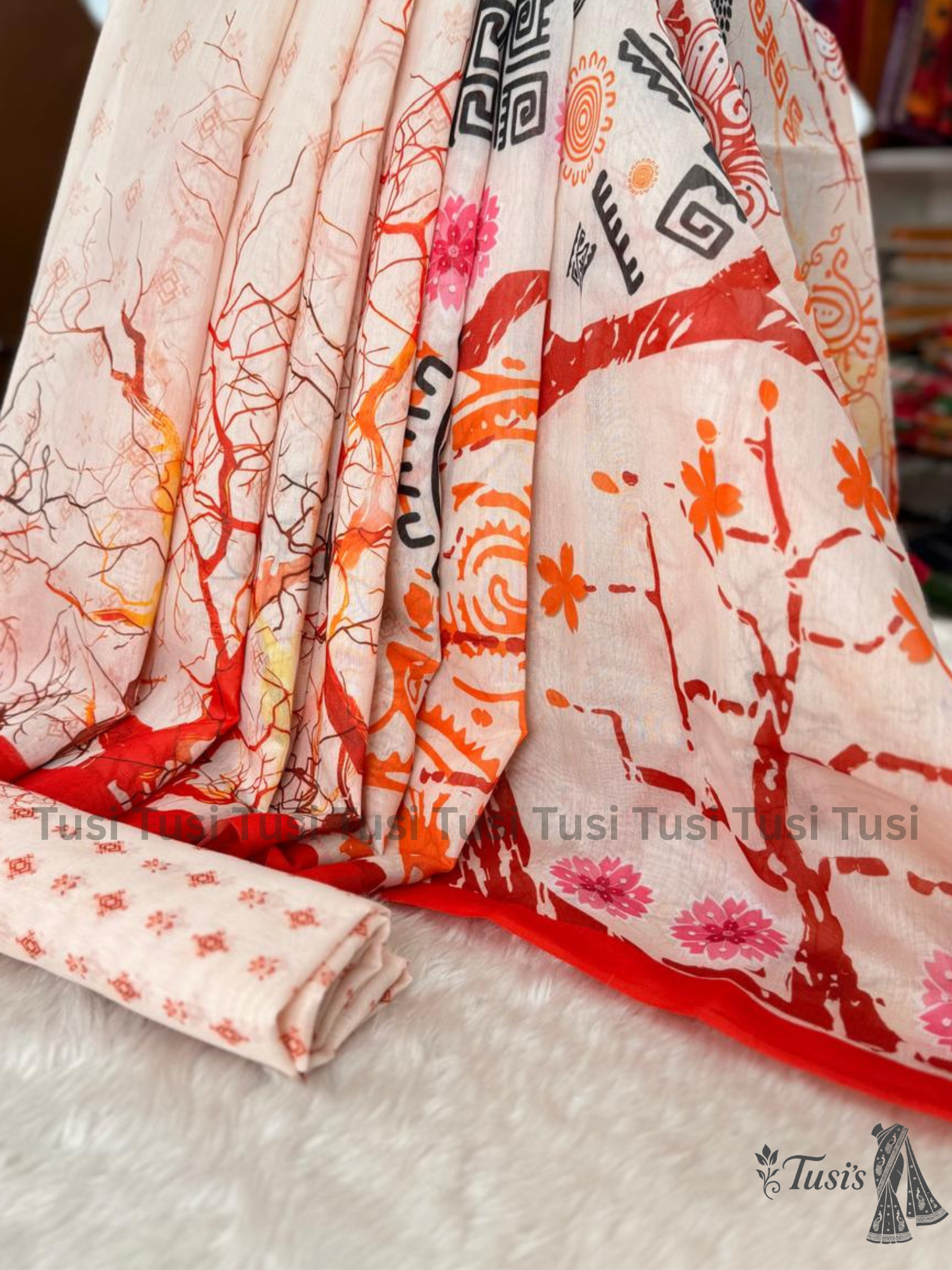Semi Moslin Silk Saree-DG0102