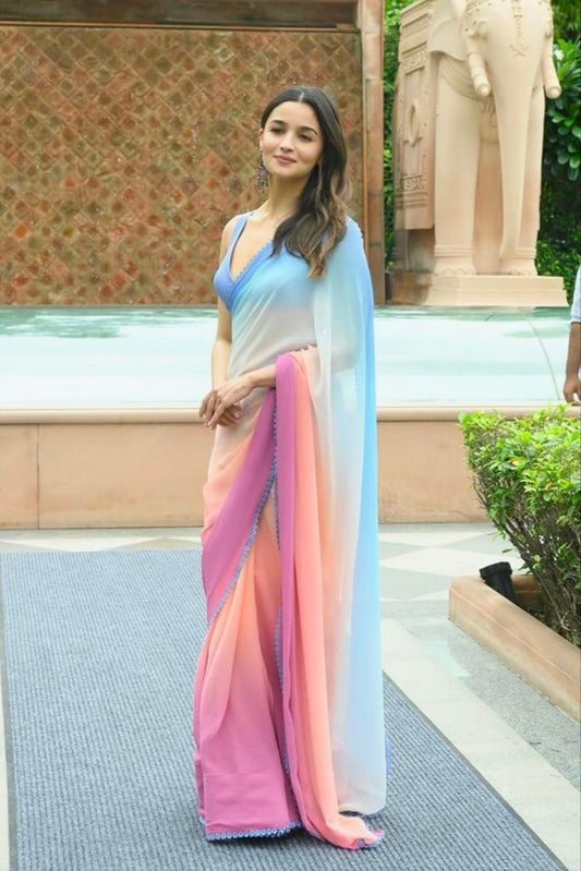 ইন্ডিয়ান প্রিমিয়াম শিফন শাড়ি