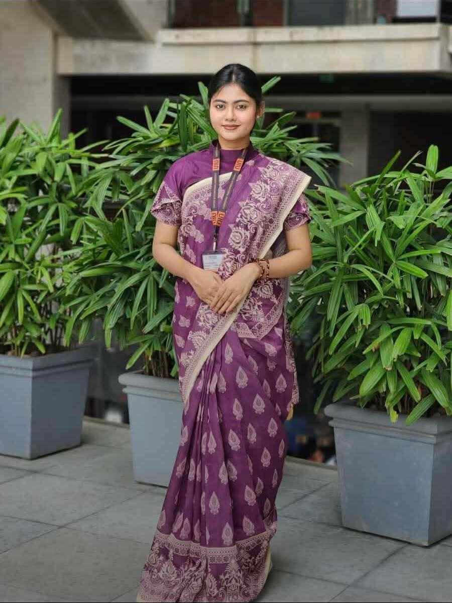 Semi Moslin Silk Saree-jam prodip