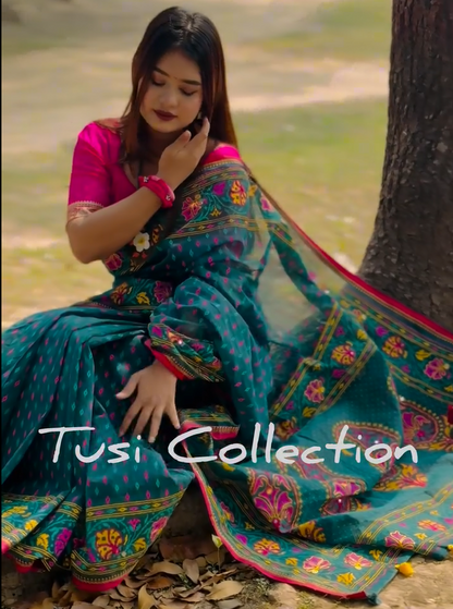 প্রিমিয়াম হাফসিল্ক বুটিক শাড়ি