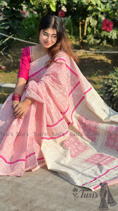Cotton Saree-CT-PINK