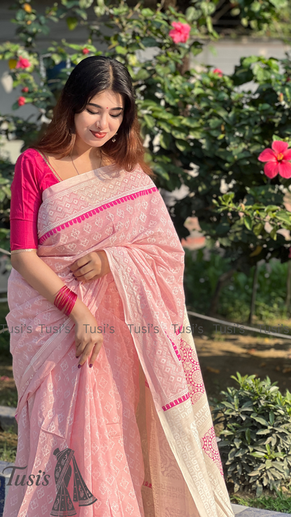 Cotton Saree-CT-PINK