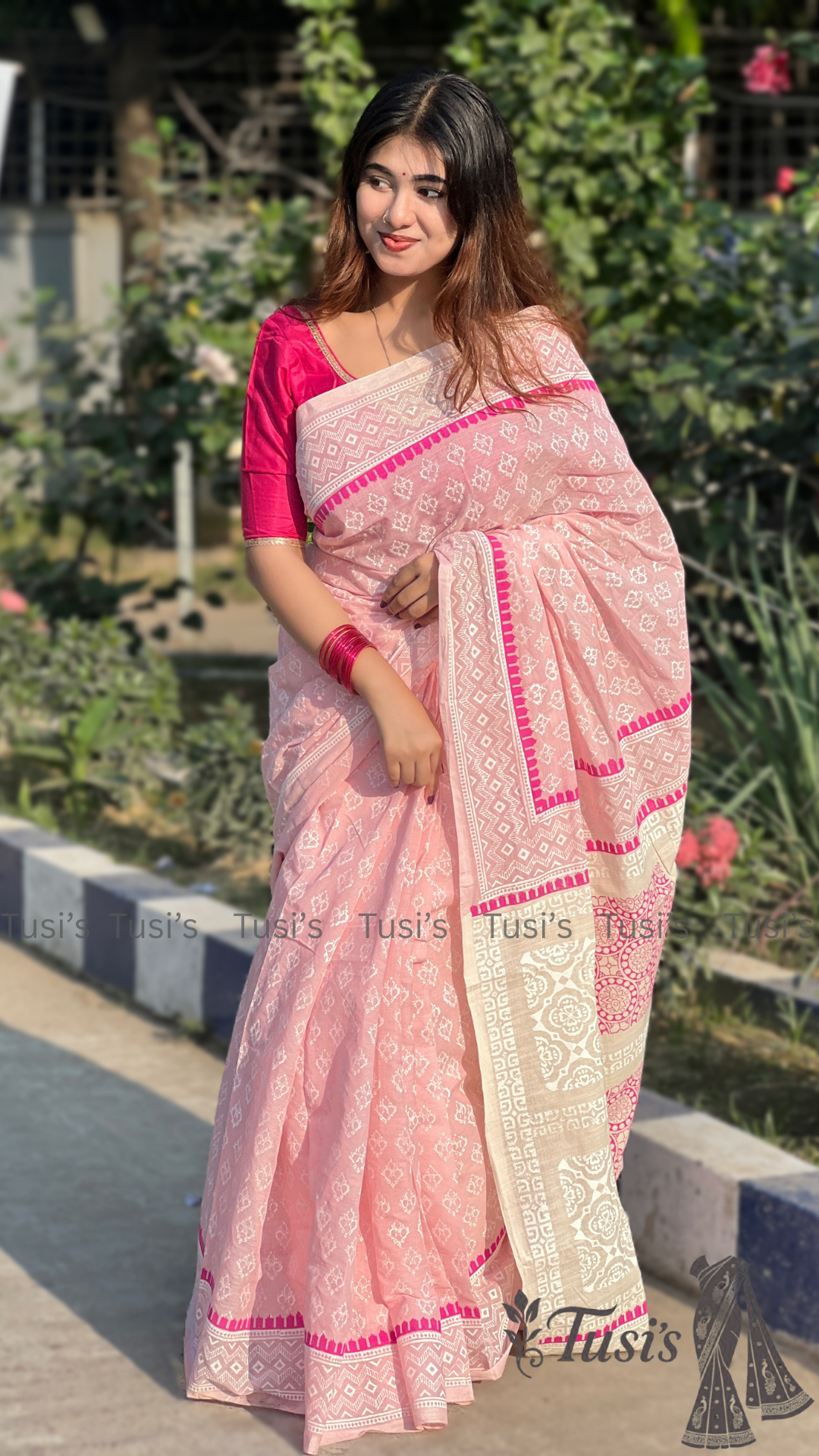 Cotton Saree-CT-PINK