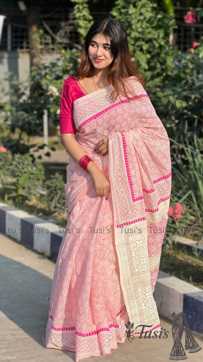 Cotton Saree-CT-PINK