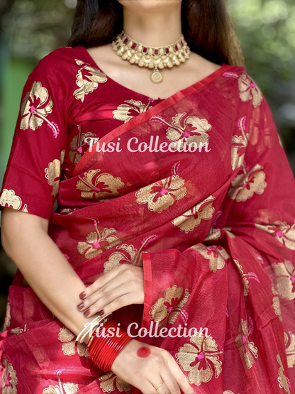 Semi Moslin Silk Saree