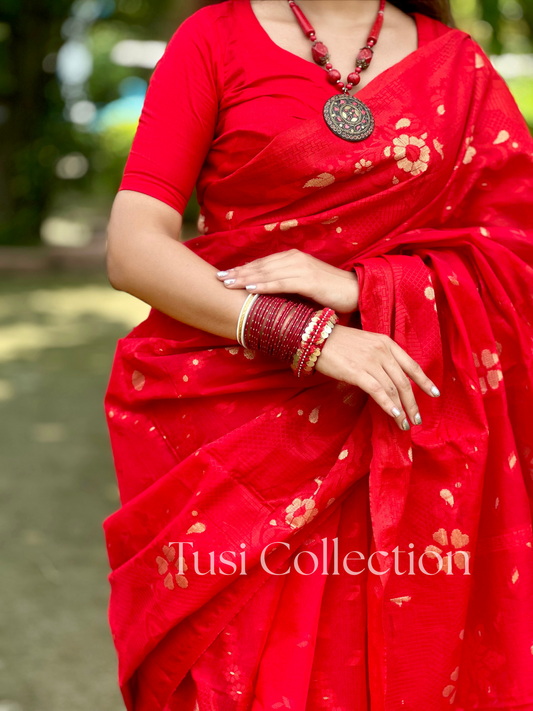 Half Silk Hand Loom Saree