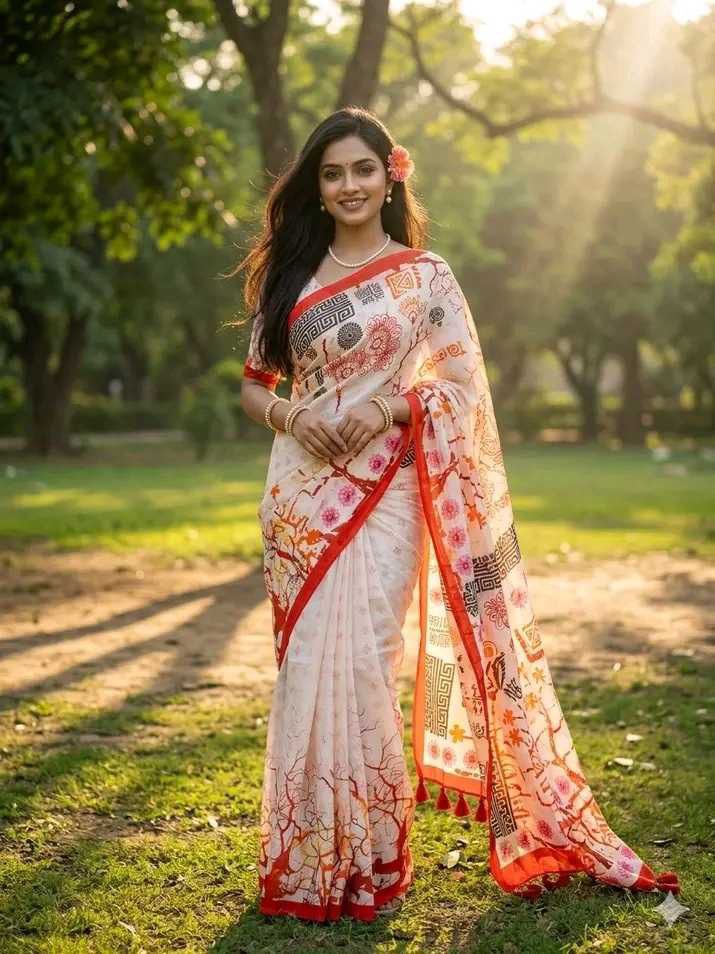 Semi Moslin Silk Saree-DG0102