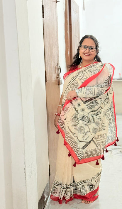 Semi Moslin Silk Saree-DG0101