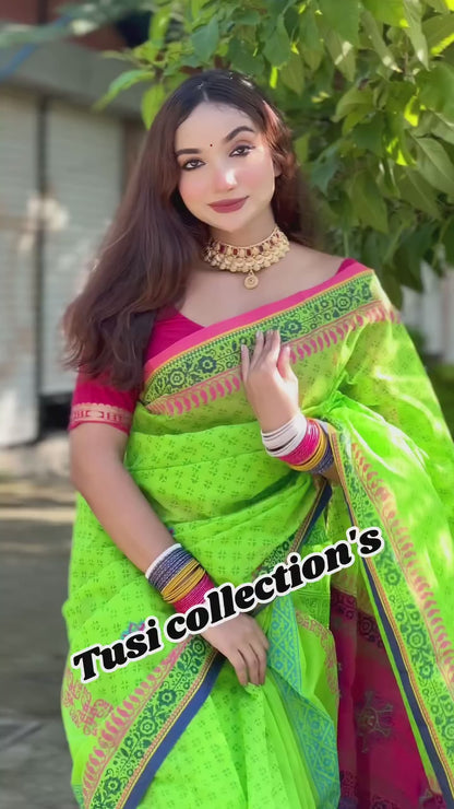 প্রিমিয়াম হাফসিল্ক বুটিক শাড়ি