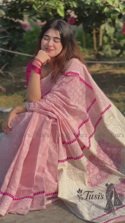 Cotton Saree-CT-PINK